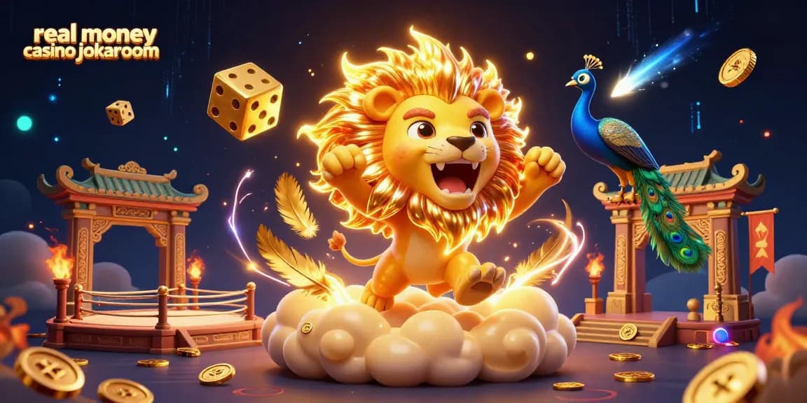 Experience thrilling gameplay at real money casino jokaroom with a vibrant scene showcasing charismatic characters and dynamic gambling elements.