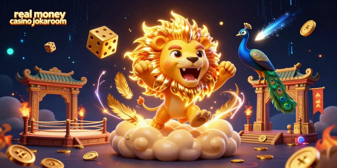 Experience thrilling gameplay at real money casino jokaroom with a vibrant scene showcasing charismatic characters and dynamic gambling elements.