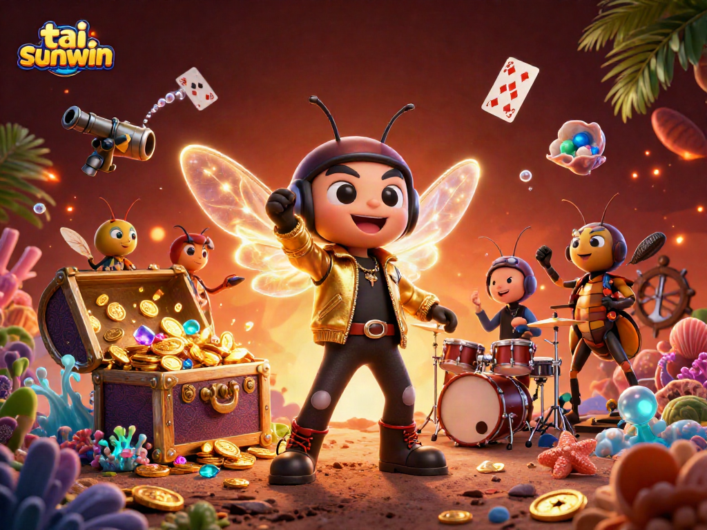Experience thrilling action with tai sunwin in a vibrant casino scene featuring unique cartoon characters.