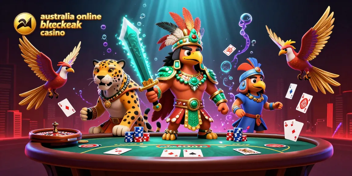 Experience the thrill at australia online blackjack casino with epic gameplay scenes featuring vibrant characters and dynamic elements.